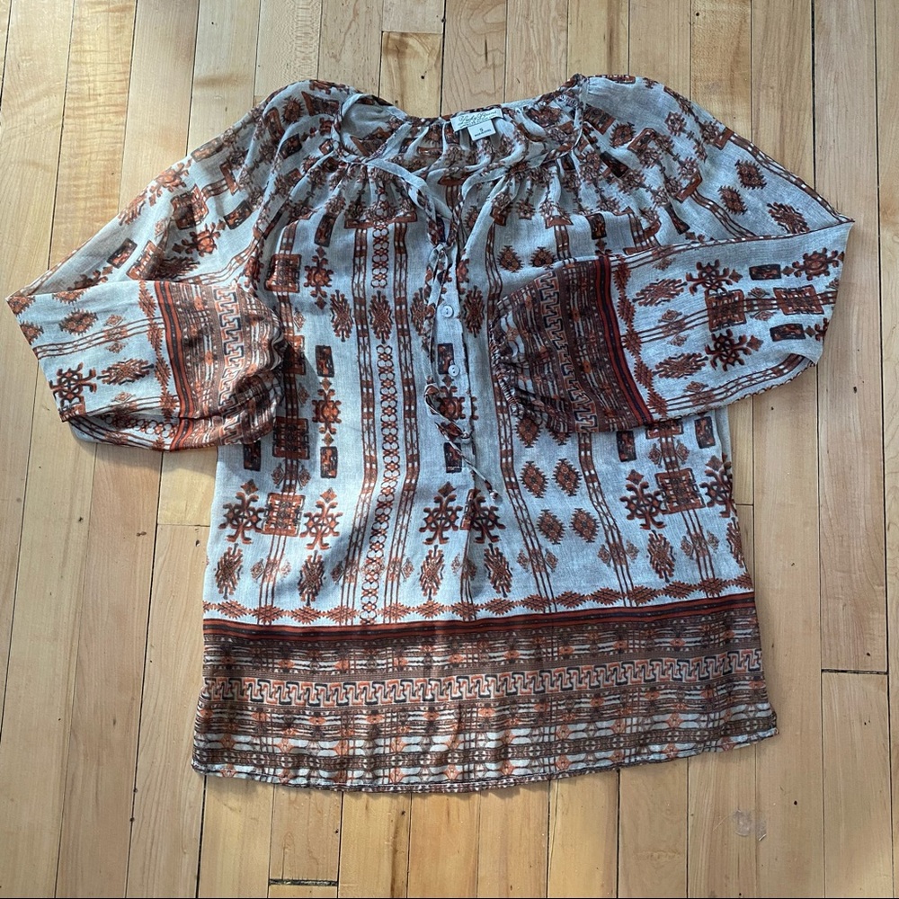 Neutral Aztec Quarter Button-Down - image 1